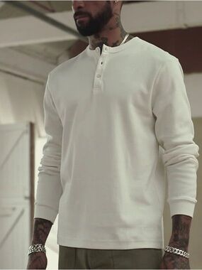 NWT P&Co. CRAFTED HEAVYWEIGHT HENLEY - OFF WHITE - Large
